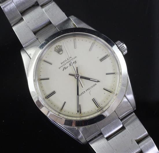 A gentlemans late 1950s steel Rolex Oyster Perpetual Air King Super Precision wrist watch,